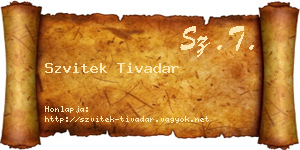Szvitek Tivadar névjegykártya